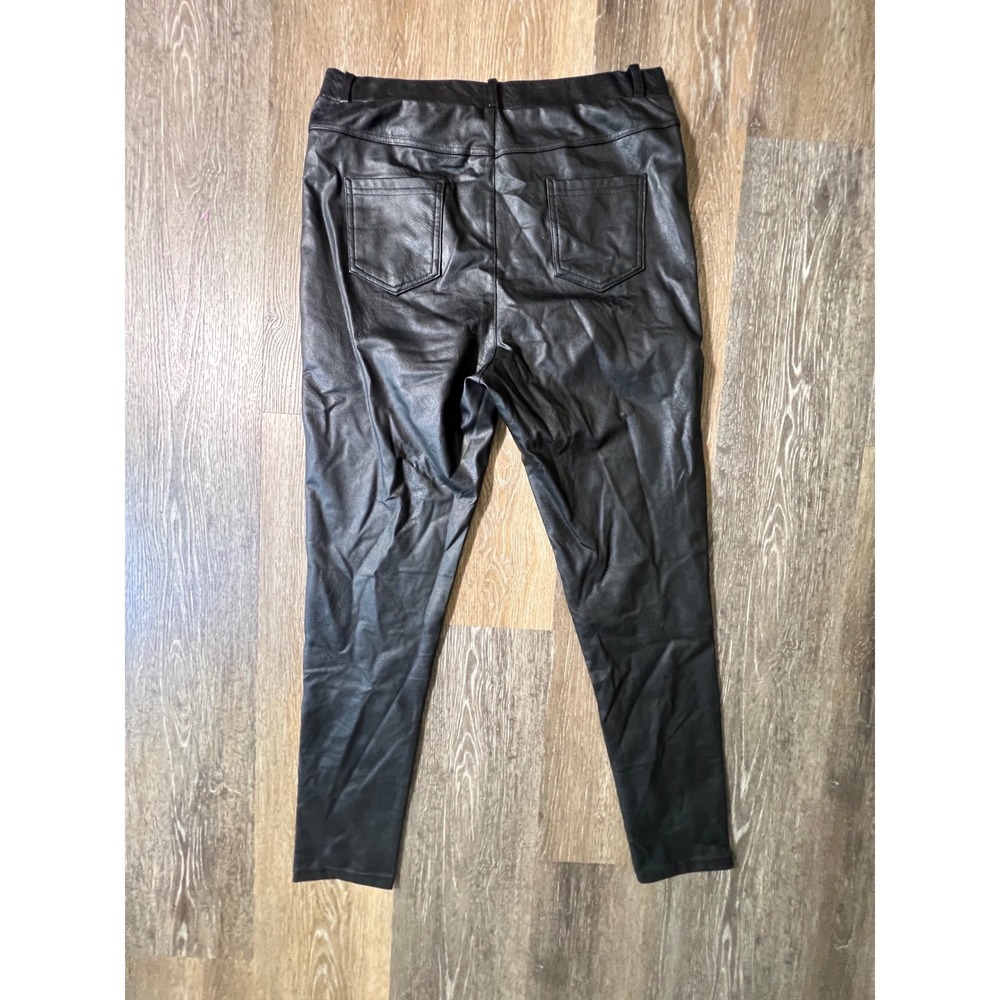 Tagoo Faux Leather Pants Women Large Black High Waisted Stretch Leggings Skinny - Picture 9 of 10